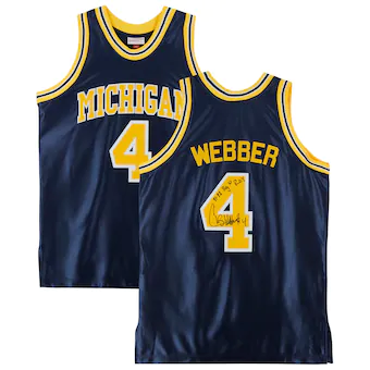 Chris Webber Navy Michigan Wolverines Autographed Mitchell & Ness 1991-92 Authentic Jersey with 91-92 Big Ten ROY Inscription