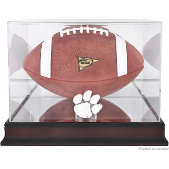 Clemson Tigers Mahogany Base Logo Football Case with Mirror Back